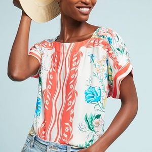 Anthropologie Romina Scarf Printed Top
